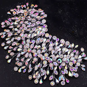 GAODESI Wedding Headband Bridal Hair Pieces Rhinestone Hair Accessories for Brides(Silver) - hand