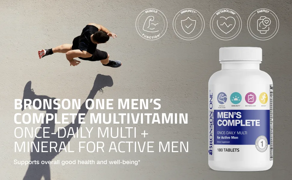 Bronson ONE Daily Men s Complete Multivitamin Multimineral Once-Daily Multi for Active Men  180 Tablets - mens multi