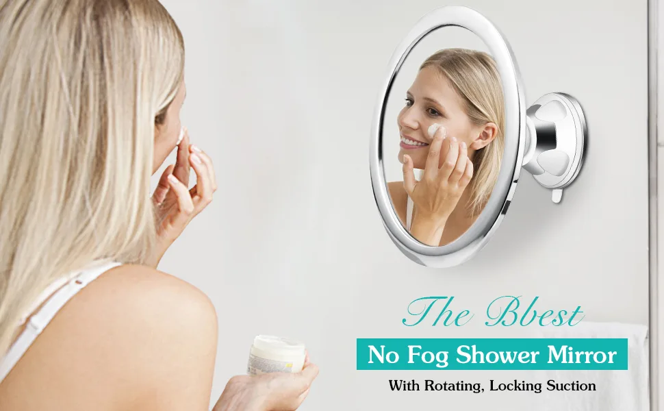 Fogless Makeup Mirror Shower Shave Mirrors with Holder Suction Cup 360 Rotation Real Fog-Free Mirror  Bathroom Mirror Adjustable Arm & Shatterproof & Rust-Resistant - 69822