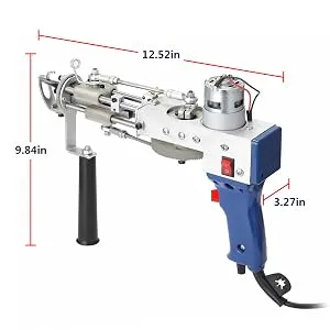 GBgeffy Tufting Gun  Tufting Gun Kit Cut Pile Loop Pile 2 in 1 Dual-Use Tufting Gun Rug Gun Rug Tufting Gun High Speed Carpet Tufting Gun 5-45 Stitches/Sec(Adjustable) 7-19mm Pile Height (Adjustable) Blue - 2 In 1 Tufting Gun