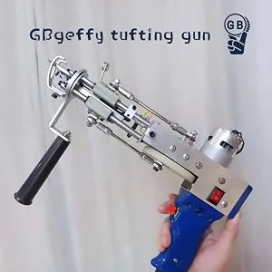 GBgeffy Tufting Gun  Tufting Gun Kit Cut Pile Loop Pile 2 in 1 Dual-Use Tufting Gun Rug Gun Rug Tufting Gun High Speed Carpet Tufting Gun 5-45 Stitches/Sec(Adjustable) 7-19mm Pile Height (Adjustable) Blue - GBgeffy Tufting Gun