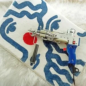 GBgeffy Tufting Gun  Tufting Gun Kit Cut Pile Loop Pile 2 in 1 Dual-Use Tufting Gun Rug Gun Rug Tufting Gun High Speed Carpet Tufting Gun 5-45 Stitches/Sec(Adjustable) 7-19mm Pile Height (Adjustable) Blue - GBgeffy Tufting Gun