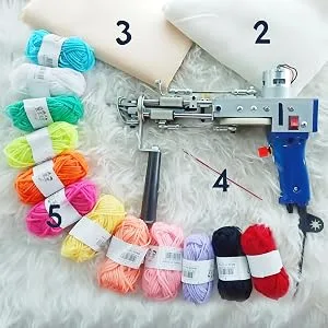 GBgeffy Tufting Gun  Tufting Gun Kit Cut Pile Loop Pile 2 in 1 Dual-Use Tufting Gun Rug Gun Rug Tufting Gun High Speed Carpet Tufting Gun 5-45 Stitches/Sec(Adjustable) 7-19mm Pile Height (Adjustable) Blue - GBgeffy Tufting Gun Kit