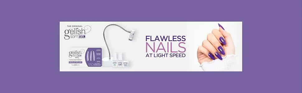 Gelish Soft Gel Nail Tips  110 CT. (Medium Coffin) Gel Tips  Tips For Gel Nails  Nail Tips For Gel Nails - banner