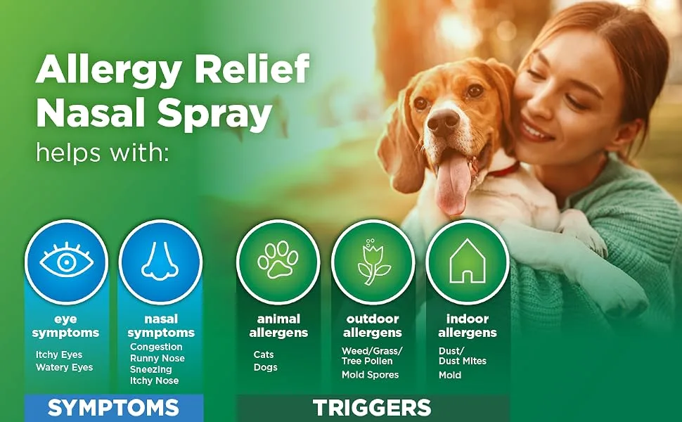 Amazon Basic Care 24-Hour Allergy Relief Nasal Spray  Fluticasone Propionate (Glucocorticoid)  50 mcg  Full Prescription Strength  Non-Drowsy  0.62 Fl Oz - allergy relief nasal spray helps with allergy symptoms and triggers