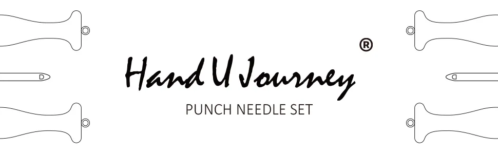 HAND U JOURNEY 7 Sizes Wooden Handle Punch Needle Rug Hooking Tool Complete Set Complete Needle Set - hand u journey