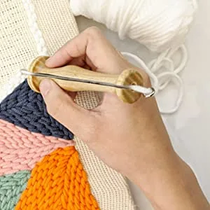 HAND U JOURNEY 7 Sizes Wooden Handle Punch Needle Rug Hooking Tool Complete Set Complete Needle Set - punch needle