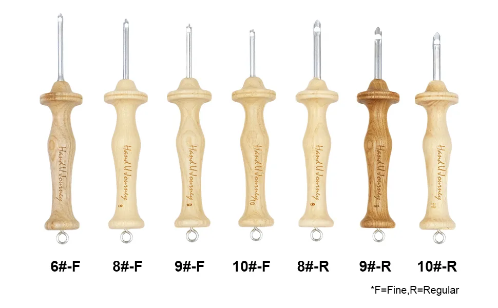 HAND U JOURNEY 7 Sizes Wooden Handle Punch Needle Rug Hooking Tool Complete Set Complete Needle Set - punch needle completed set