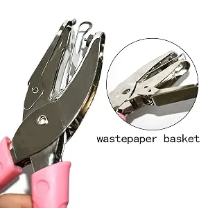 Handheld Hole Paper Punch Puncher for Craft Paper Tags Clothing Ticket DIY Scrapbook Tool  with Pink Soft Handheld Grip (Small Circle 1/16 inch) - Handheld Hole Paper Punch Puncher