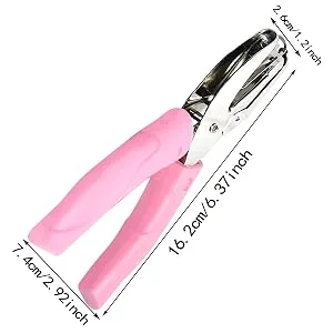 Handheld Hole Paper Punch Puncher for Craft Paper Tags Clothing Ticket DIY Scrapbook Tool  with Pink Soft Handheld Grip (Small Circle 1/16 inch) - Handheld Hole Paper Punch Puncher