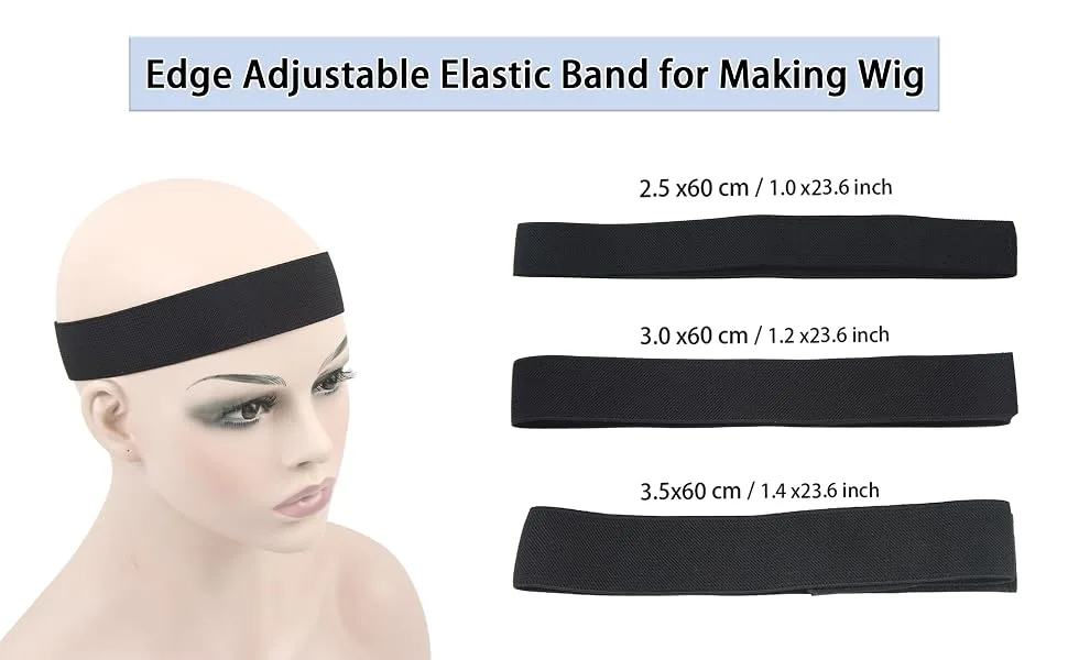 YTBYT 6 Pcs Elastic Band Lace Melting Bands Adjustable Wig Headbands for Lace Frontal Laying (Width 1 Inch) Width 1.0 Inch/2.5cm Black 6 pcs - 6 Pcs Wig Edge Elastic Band Adjustable and Stickable Elastic Band 2.5cm