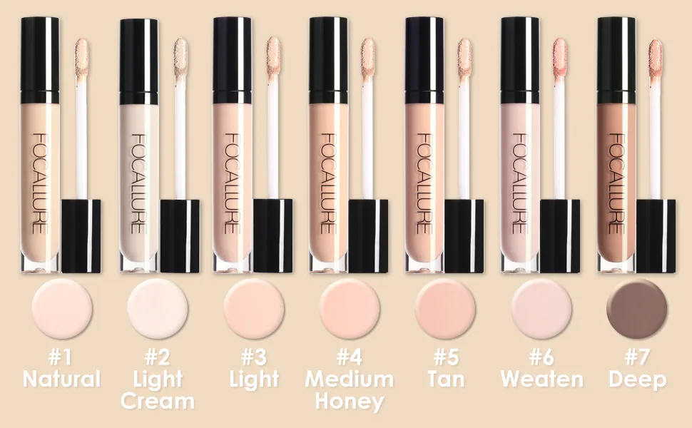 FOCALLURE 2PCS Matte Concealer Makeup Full Coverage Concealer and Corrector Waterproof Long Lasting Liquid Concealer for Under Eye Dark Circles Light Cream 0.42 Fl Oz 2 Light Cream - concealers & neutralizing makeup colors concealer yellow concealer hide concealer waterproof