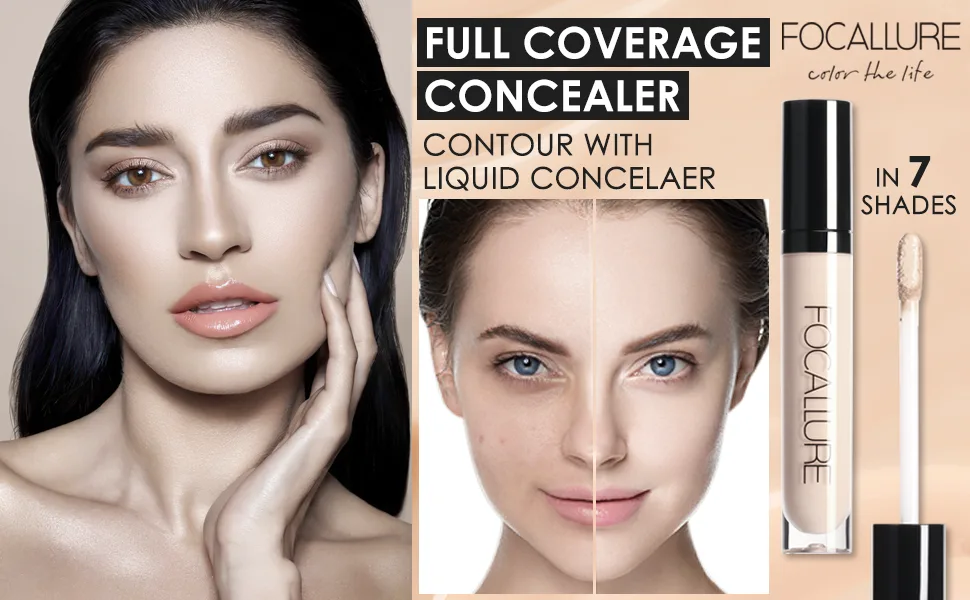 FOCALLURE 2PCS Matte Concealer Makeup Full Coverage Concealer and Corrector Waterproof Long Lasting Liquid Concealer for Under Eye Dark Circles Light Cream 0.42 Fl Oz 2 Light Cream - liquid concealer undereye concealer cream for dark circles mens concealer conceler concealer