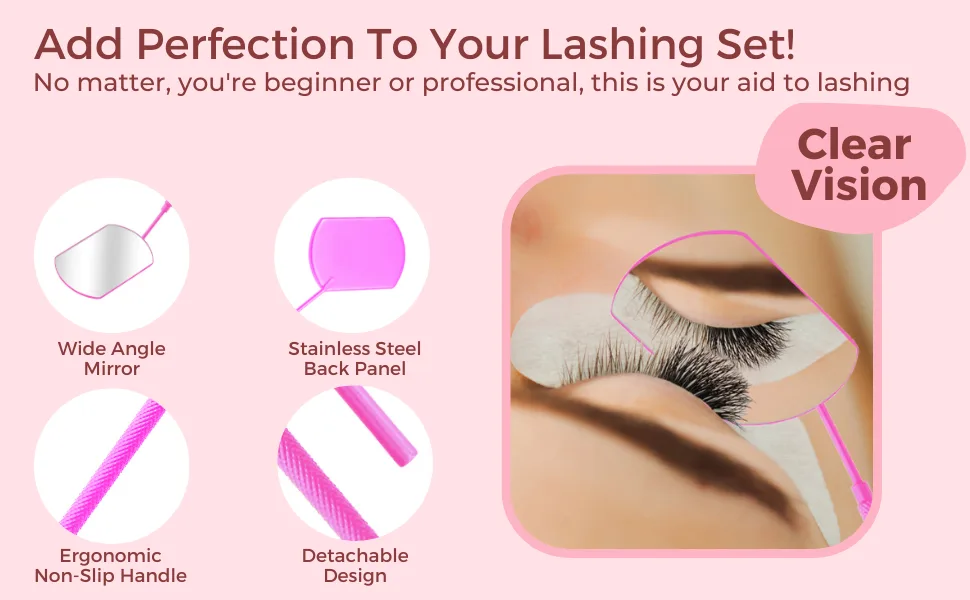 SIVOTE Lash Mirror for Eyelash Extensions UPGRADED DESIGN  Pink - Sivote Lash Mirror for eyelash extensions