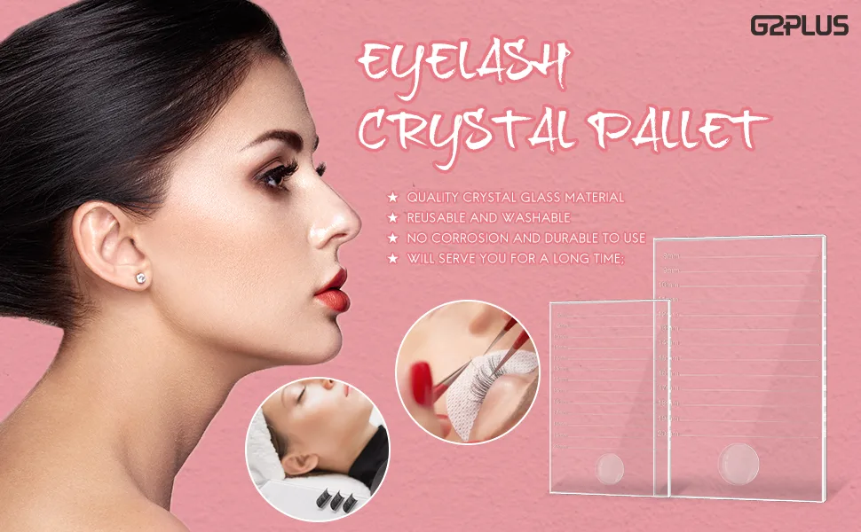 Crystal Glass False Lashes Adhesive Glue Pallet Holder for Eyelash Extensions  5.9'' x 3.9'' x 0.2'' - eyelash tray holder