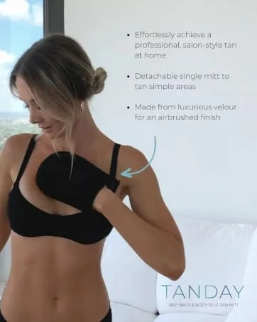 TANDAY Back & Body Self-Tanning Mitt | Washable & Reusable Lotion Applicator - single mitt