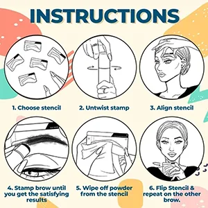 Eyebrow Stamp Shaping Kit  One Step Brow Stamp Stencil Kit Waterproof Eye Brow Stamp Makeup Tools Eyebrow Definer with 6 Reusable Eyebrow Stencils (Grey Black) - how to use