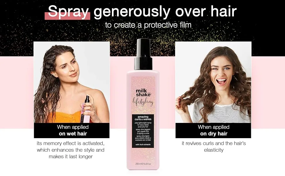 milk_shake Lifestyling Amazing Curls & Waves Curl Refresher Spray for Curly Hair  6.8 Fl Oz - curl spray revitalizer leave-in leave in conditioner, hair spray for curly hair, curl revitalizer
