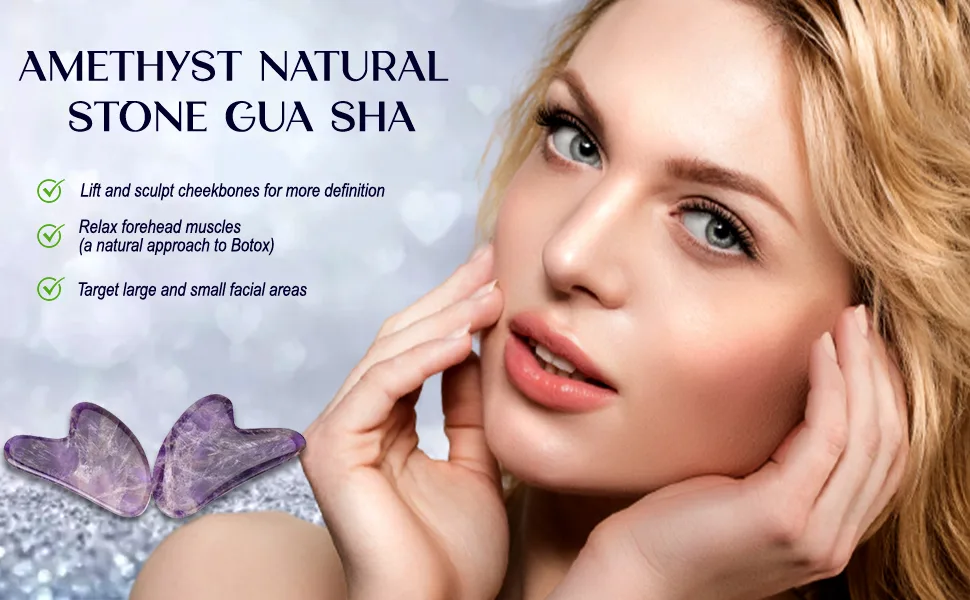 Amethyst Gua Sha for SPA and Physical Therapy and Anti-Aging Health and Skin Care Tools (Amethyst) - Amethyst Natural Stone Gua Sha