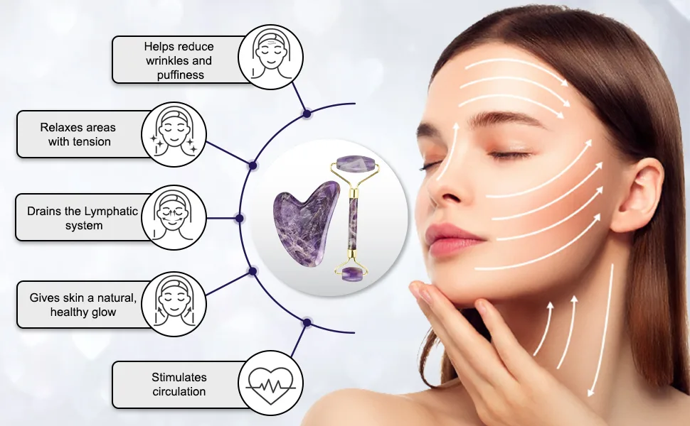 Amethyst Gua Sha for SPA and Physical Therapy and Anti-Aging Health and Skin Care Tools (Amethyst) - features