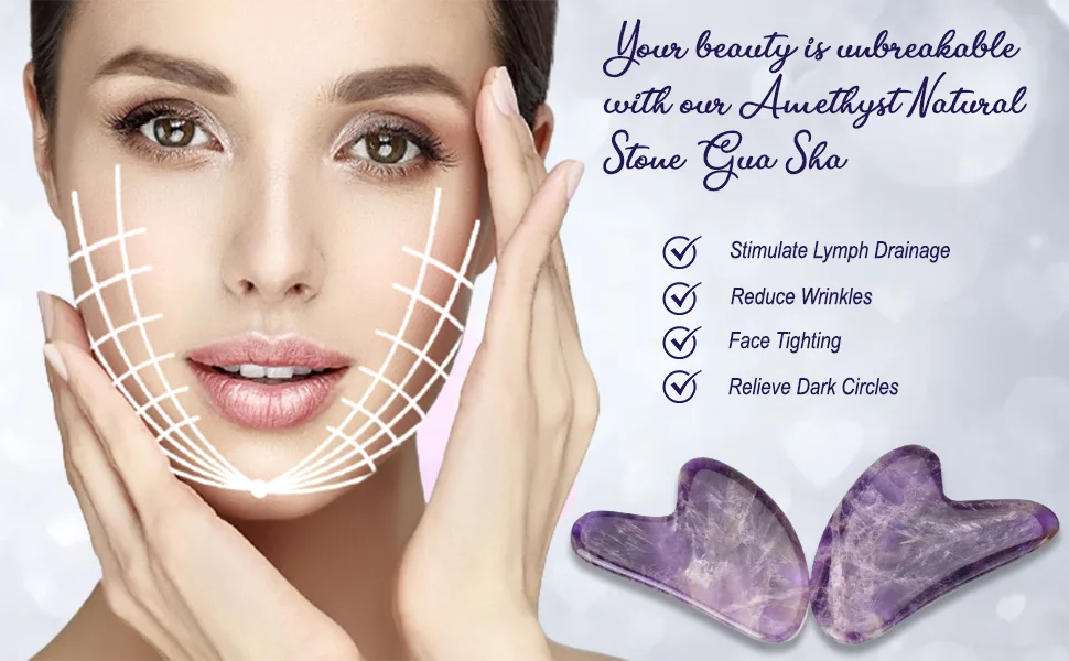 Amethyst Gua Sha for SPA and Physical Therapy and Anti-Aging Health and Skin Care Tools (Amethyst) - your beauty is unbreakable
