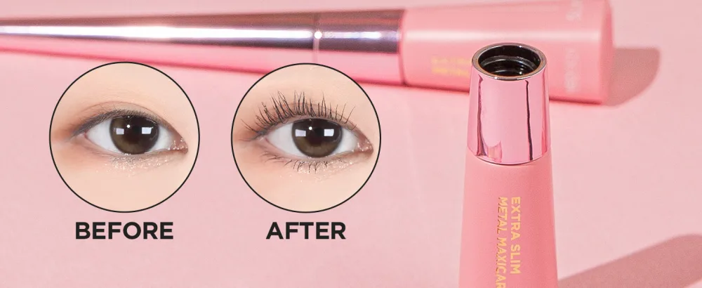NEOGEN DERMALOGY Innovative Sensational Hygienic Washable Extra Slim Metal Mascara (Slim  Black) - before and after