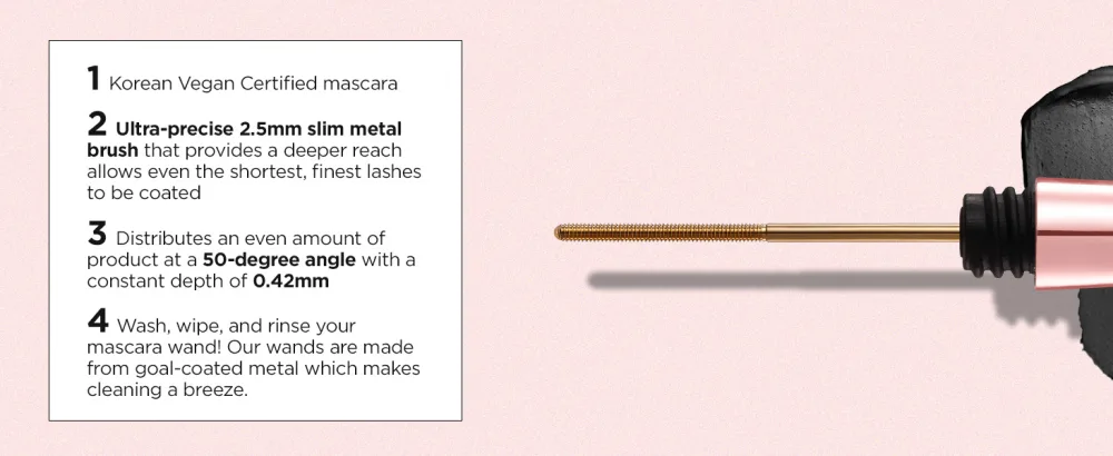 NEOGEN DERMALOGY Innovative Sensational Hygienic Washable Extra Slim Metal Mascara (Slim  Black) - coats evenly both the upper lash and under lash