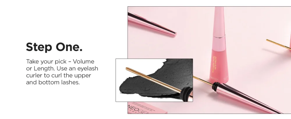 NEOGEN DERMALOGY Innovative Sensational Hygienic Washable Extra Slim Metal Mascara (Slim  Black) - step one use an eyelash curler
