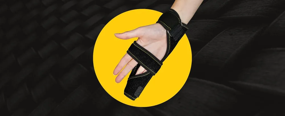 CopperJoint Pinky Finger Splint - Trigger Finger Brace for Middle Metacarpals and Knuckles - Boxer Splint & Ulnar Gutter Splint for Left or Right Hand   One Size Fits All - Copper Infused Nylon - Copper-infused finger splint.