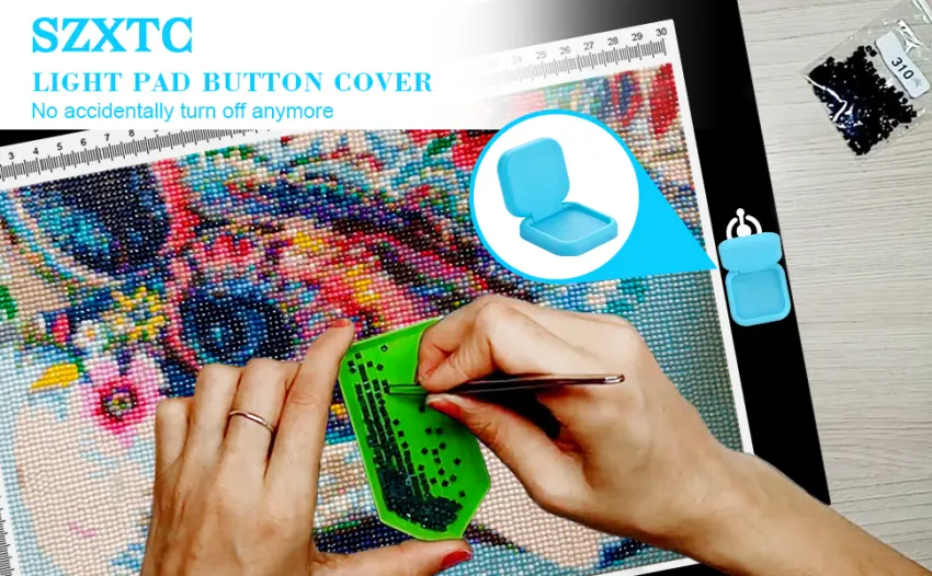 Diamond Painting Accessories Light Pad Switch Cover  Apply to 5D DIY Diamond Art Accessories and Tools Kits A3 A4 A5 B4 Light Pad Box Board Tablet (Pink & Blue) - blue light pad button cover, no accidentally turn off anymore