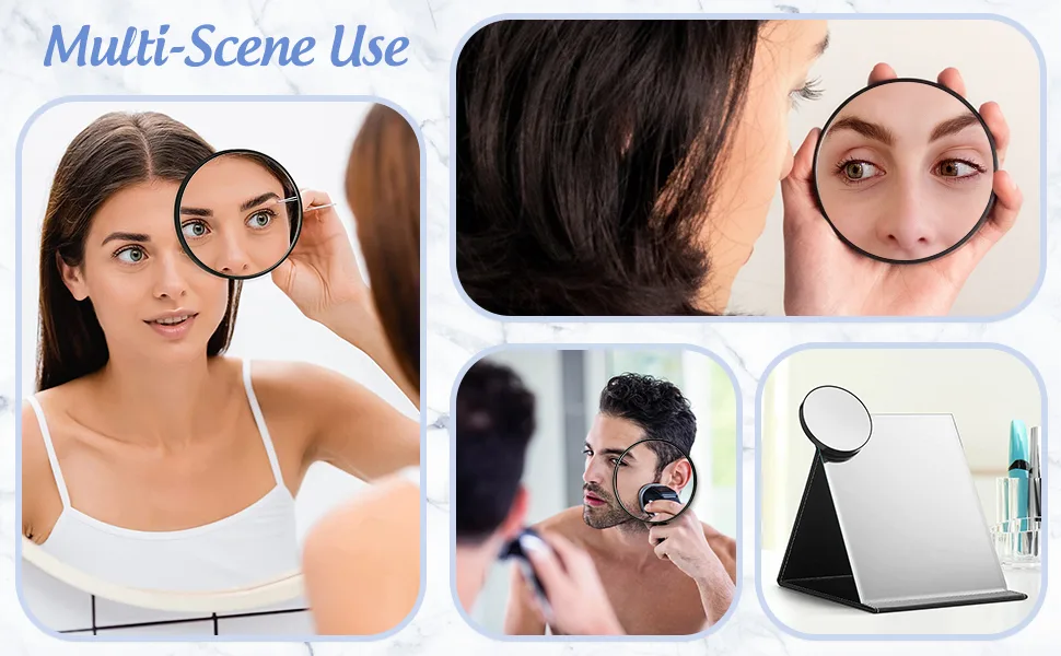 HEALLILY 7. 5cm 5X Magnifying Glass Mirror Small Round Wall Mirror Cosmetic Makeup Mirror Pocket Mirror Bathroom Mirror with Suction Cups (Black) Size 4 - product information 2