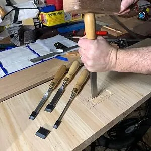 Schaaf Tools 4-Piece Wood Chisel Set | Finely Crafted Woodworking Hand Tools | Durable Cr-V Steel Bevel Edged Blade  Tempered to 60HRc | Tool Roll Included - gift exchange ideas, home improvement, carpenter gifts, woodworking gifts, hand carpentry tools