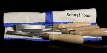 Schaaf Tools 4-Piece Wood Chisel Set | Finely Crafted Woodworking Hand Tools | Durable Cr-V Steel Bevel Edged Blade  Tempered to 60HRc | Tool Roll Included - narex richter chisels, stanley sweetheart chisels, wood chisels for woodworking, stanley chisel set