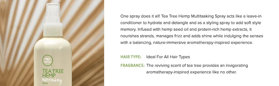 Tea Tree Hemp Multitasking Spray  All-in-1 Style Prep  For All Hair Types  6.8 fl. oz. - Ideal for all hair types