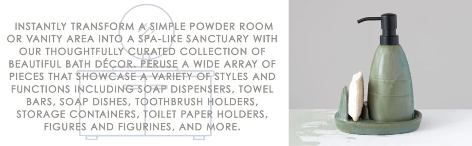 Creative Co-Op Tampico & Wood  Dark Brown Brush - transform a simple powder room or create a sanctuary