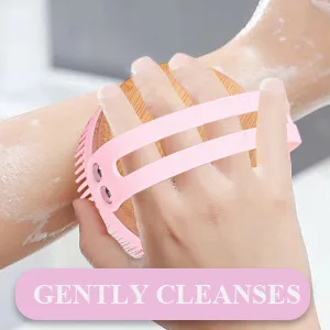 AEIOU Body Brush  Bamboo Back Scrubber for Show  Soft Brush with Loop Handle  Cellulite Treatment  Lymphatic Drainage(Pink) - hand