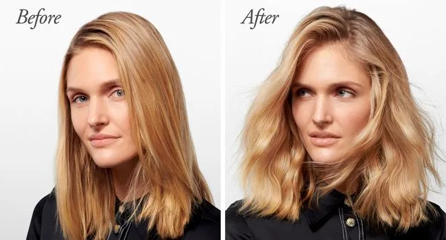 Oribe Dry Texturizing Spray for Unisex Style & Refresh Holiday Set - before and after dry texturizing spray volume absorbs oil