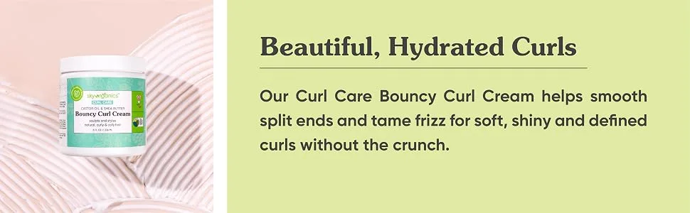 Sky Organics Curl Care Bio-Based Bouncy Curl Cream for Hair USDA Certified Bio-Based to Hydrate  Define & Sculpt Curls  8 fl. Oz - CURL CARE