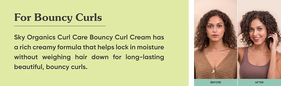Sky Organics Curl Care Bio-Based Bouncy Curl Cream for Hair USDA Certified Bio-Based to Hydrate  Define & Sculpt Curls  8 fl. Oz - CURL CARE
