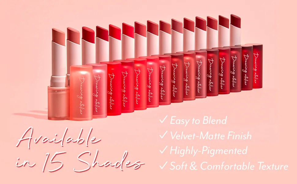 I'M MEME Velvet Lipstick - Drawing Atelier | Highly-Pigmented  Long-lasting  Velvet-matte Finish  15 Alluring  0.12 Oz - product information 16