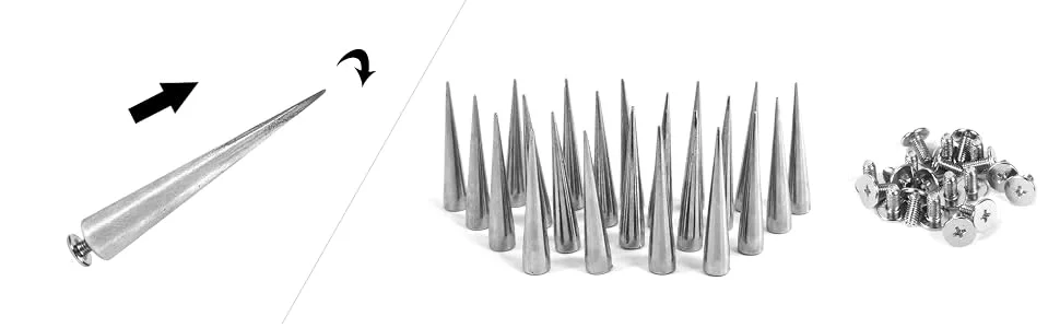 30PCS 40MM Spike and Studs Silver Cone Spikes Punk Bullet Large Leather Rivets Screwback Studs Screw on Cone for DIY Craft Clothing - CSXYA002-A+