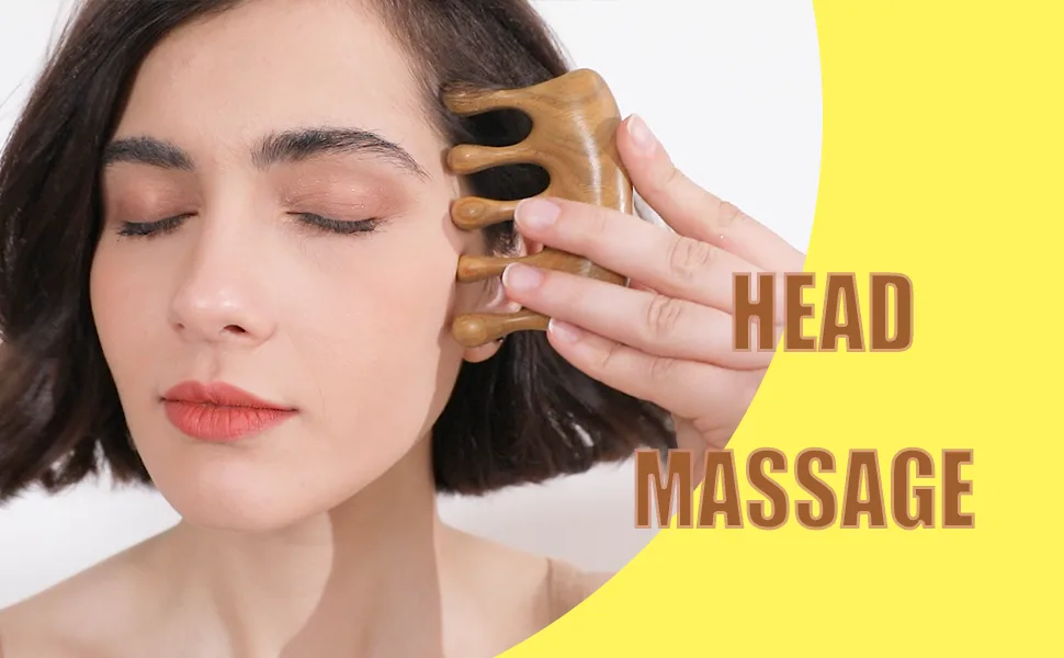 Moreinday Massage Comb Gift for Women Scalp Massager Comb Hand Made Sandalwood Comb 02 Lucky - Head Massager