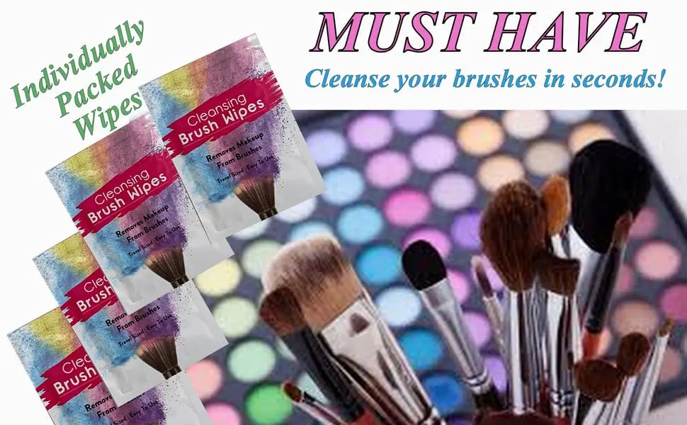 24 Individually Wrapped Makeup Brush Cleansing Cloths - Quick & Convenient Brush Cleaner Wipe- For Make up Artists Cosmetology Students Make up Tutorial ON THE GO  Travel TSA Approved 24pc - make up brush wipes