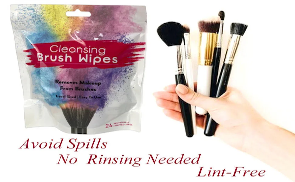 24 Individually Wrapped Makeup Brush Cleansing Cloths - Quick & Convenient Brush Cleaner Wipe- For Make up Artists Cosmetology Students Make up Tutorial ON THE GO  Travel TSA Approved 24pc - make up brush wipes
