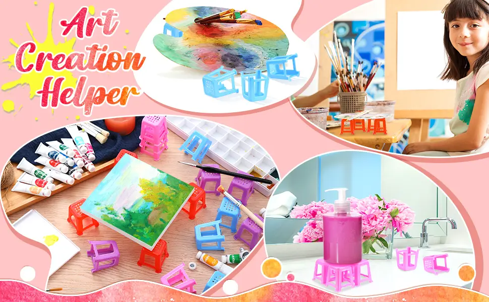8 Pieces Canvas Stands Paint Stands for Painting Mini Canvas Feet Risers Canvas Support Stands for Fluid Acrylic Pouring Paint Supplies (Blue) - product information 6