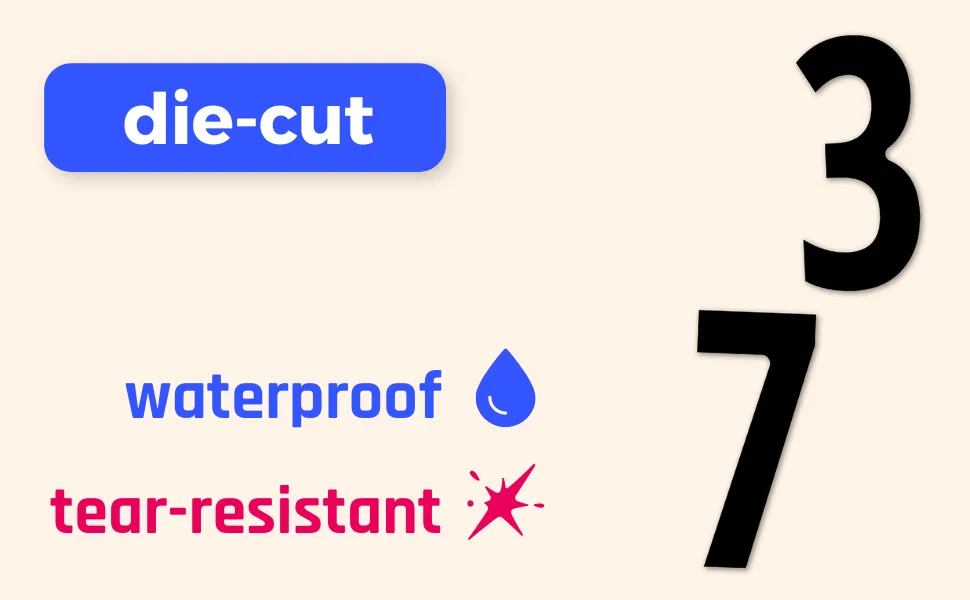 200 Pieces  3 - Number Stickers  Waterproof Vinyl Stick On Numbers - Black 3 inches Black - Die Cut