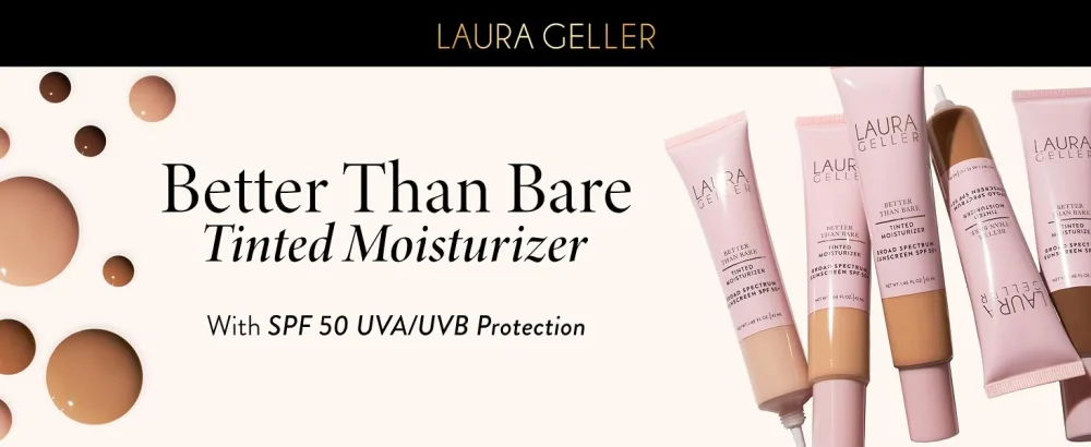 LAURA GELLER NEW YORK Better Than Bare Tinted Moisturizer - Fair 130 - Broad Spectrum SPF 50 - Buildable Light to Medium Coverage - Satin Finish - Better Than Bare