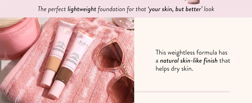LAURA GELLER NEW YORK Better Than Bare Tinted Moisturizer - Fair 130 - Broad Spectrum SPF 50 - Buildable Light to Medium Coverage - Satin Finish - Better Than Bare