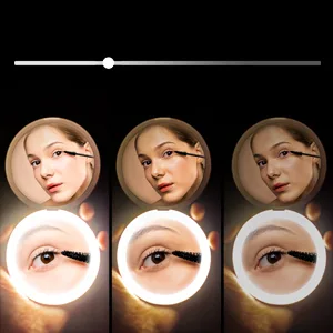 SHEGINEL 1X/5X Compact Mirror with Light  LED Compact Mirror Rechargeable  LED Lighted Travel Makeup Mirror  Handheld  Double Sided  Dimmable  Light Up Pocket Mirror for Travel  Handbag (3.5 Inch) White - handheld mirror beauty gifts travel mirror travel mirror compact mirror pocket mirror hand mirror