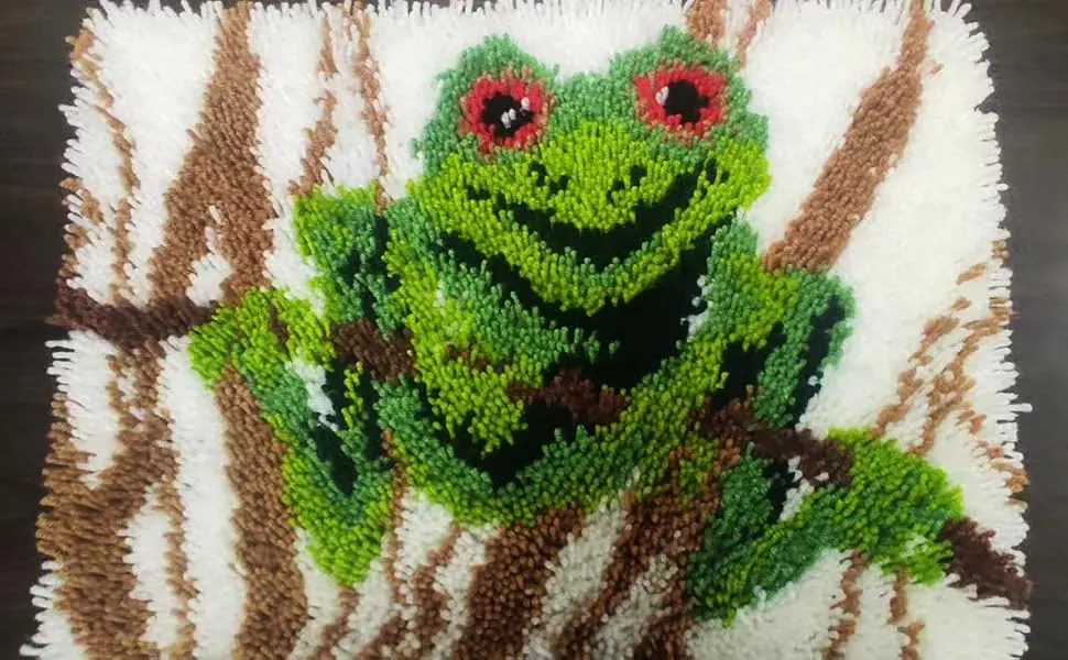 Rug Hooking Kits  Latch Hook Kits for Adults  Tree Frog Latch Hook Rug Kits for Kids  with Latch Hook and Preprinted Canvas - latch hook kits for adults